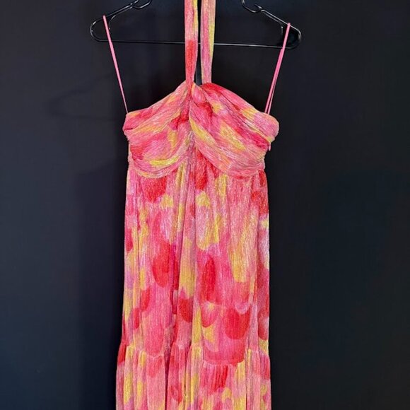 Violet Weekend Metallic Printed Halter Maxi Dress - Picture 3 of 8